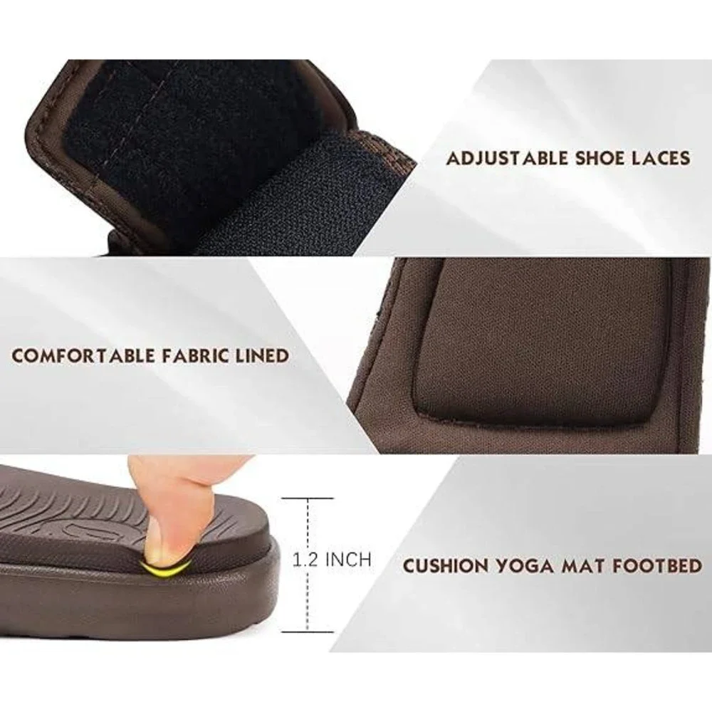 ONCAI Men's US 8 Brown Slide Sandals Arch Support Open Toe Adjustable Straps